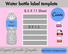 water bottle label template 8 5 x 11 sheet