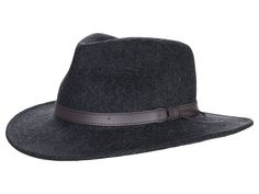 Sunday Afternoons Montana Hat - Caps : Heathered Dark Gray : Whether you're taking a walk through town or sitting out on your patio, the Sunday Afternoons Montana Hat is great for everyday wear. High quality 100% wool felt keeps shape even after packing. Western style brim with pinched crown. UPF 50+ certified breathable sun rating. Stain resistant. Leather hatband. Interior wicking cotton sweatband. 100% wool felt. Hats come with a lifetime guarantee through the brand against material and workm Flat Brim Hat, Taking A Walk, Felt Hats, Brim Hats, Sit Out, Hat Band, Western Style, A Walk, Upf 50