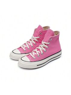 UNISEX CHUCK 70 HI PINK/EGRET/BLACK PINK/EGRET/BLACK M US Pink         Sports & Outdoor Shoes, size features are:Bust: ,Length: ,Sleeve Length: Retro Pink Sneakers For Summer, Casual Pink Cotton Sneakers, Pink Cotton Sneakers With Round Toe, Pink Cotton Round Toe Sneakers, Casual Athletic Shoes, Pink Things, Pink Converse, Pink Collar, Pink Sports