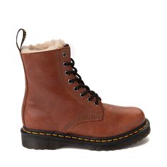 Womens Dr. Martens 1460 8-Eye Serena Boot - Saddle Tan | Journeys Campus Fashion, Brown Dr Martens, Doc Martens Women, Dr Martens Outfit, Doc Martens Outfit, Footwear For Men, Martens Boots, Oxford Heels, Dr Martens Boots