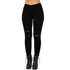 Style: Casual Fabric: Denim Pant Length: Capris & Cropped Main Composition: Cotton Material: Cotton Material Composition: 71%-80% Yoga Sets Outfit, Cut Up Jeans, Sets Outfit, Mid Waist Jeans, Black Jeans Women, Pencil Pants, Fashion Black, Pants Jeans, Denim Pant