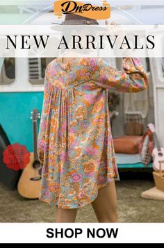 Floral Ruched V-neck Long Sleeve Dress Flowy V-neck Mini Dress For Fall, Flowy V-neck Boho Dress For Day Out, Bohemian V-neck Dress For Fall, Casual V-neck Beach Dress For Fall, Bohemian V-neck Fall Dresses, Bohemian V-neck Dress For Fall Vacation, Fall Vacation Dress With Split Neck, Fall Vacation V-neck Dress, Spring Bohemian Split Neck Dress