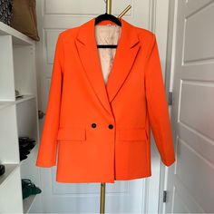 Nwot Shein Orange Blazer Medium Size 6 Chic Orange Blazer For Spring, Spring Formal Orange Outerwear, Formal Orange Outerwear For Spring, Orange Formal Outerwear For Spring, Orange Notch Lapel Outerwear For Spring, Elegant Orange Spring Outerwear, Classic Orange Outerwear For Spring, Shein Jackets, Orange Blazer