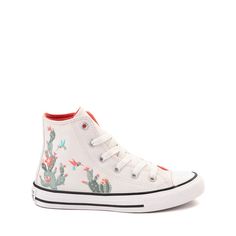 Converse Chuck Taylor All Star Hi Succulents Sneaker - Little Kid - Vintage White | Journeys Kidz Converse Canvas Shoes For Spring, Cute Converse Shoes, Chuck Taylor Shoes, Cute Converse, Converse Chuck Taylor White, Shoe Size Chart Kids, Kids Converse, White Converse, Star Sneakers