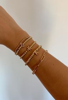 gold beaded bracelet, customizable by size and letter option! Gold Beaded Bracelet, Letter Bracelet, Gold Bead Bracelets, Gold Beads, Beaded Bracelet, Jewelry Bracelets, Beaded Bracelets, Bracelet, Gold