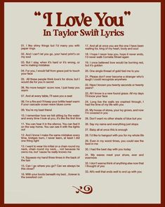 i love you in taylor swift's lyrics for the song, which is written on paper