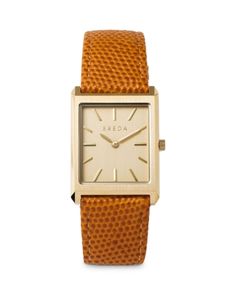 Breda Virgil Watch, 26mm Brown Rectangular Dial Watch For Work, Brown Watch With Rectangular Dial And Analog Display, Brown Watches With Rectangular Analog Display, Brown Rectangular Dial Watches For Work, Brown Watch With Rectangular Analog Display, Brown Watches Women, Breda Pulse Tandem Watch, Retro Gold Watches With Polished Finish, Retro Gold Watch With Polished Finish