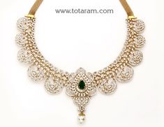 18 karat white & yellow gold polish "peacock" diamond necklace with color stones 
  this product has inter changeable stones in the necklace. 
   
  

introducing the exquisite 18 karat white & yellow gold polish "peacock" diamond necklace with color stones, a stunning piece of jewelry handcrafted in india by totaram jewelers. this necklace is a true masterpiece, designed to enhance the beauty and elegance of women in the adult age group.
  
  crafted with the finest 18 karat gold, this necklace Indian Diamond Jewellery, Color Stones, Indian Wedding Jewelry, Sea Pearls, South Sea Pearls, Gold Polish, Indian Jewellery, Jewelry Lover, Indian Jewelry