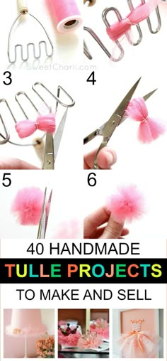 the instructions for how to make tulle projects with yarn and pom - poms