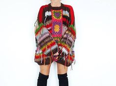 Extreme Knitting, Bohemian Sweater, Boho Pullover, Patchwork Sweater, Handmade Sweater, Crochet Boho, Sweater Crochet, Easy Style, Crochet Jacket