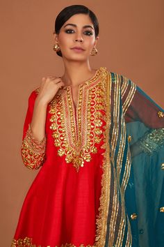 Buy Red Anarkali And Salwar Dupion Embroidered Gota Notched Short Set For Women by Preeti S Kapoor Online at Aza Fashions. Festive Anarkali Salwar Kameez With Zari Work, Anarkali Salwar Kameez With Zari Work For Festive Occasions, Festive Anarkali Set With Zari Work In Dola Silk, Festive Transitional Salwar Kameez With Zari Work, Transitional Festive Salwar Kameez With Zari Work, Semi-stitched Kundan Anarkali Set For Festive Occasions, Chanderi Anarkali Sharara For Festive Occasions, Festive Raw Silk Anarkali Set With Straight Kurta, Festive Transitional Salwar Kameez With Dupatta