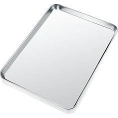 an empty metal tray on a white background