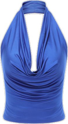 a women's blue top with an open back