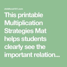 the words, this printable multiplication strategy mat helps students clearly see the important