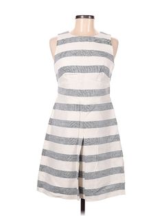 J.Crew Casual Dress Size: 6 Gray Dresses - new. 55% LINEN, 45% COTTON, Boatneck, Stripes, Short, Sleeveless | J.Crew Casual Dress: Gray Stripes Dresses - New - Size 6 Petite Gray Casual Dress, Gray Dresses, Gray Stripes, Grey Prints, Saint Tropez, Gray Dress, Grey Stripes, Striped Dress, Second Hand Clothes