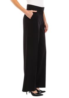 Effortlessly chic, these wide-leg trouser pants from Anne Klein take you stylishly from work to weekend. | Anne Klein Women's Wide Leg Trouser Pants, Black, 2 Sleek Wide Leg Workwear Pants, Elegant Wide Leg Pants For Office, Elegant Wide Leg Ankle-length Pants For Formal Occasions, Elegant Wide Leg Ankle-length Pants For Formal Events, Sleek Wide Leg Pants For Work, Elegant Ankle-length Wide Leg Pants For Formal Occasions, Chic Wide Leg Workwear Pants, Elegant Wide-leg Dress Pants For Business Casual, Elegant Wide Leg Dress Pants For Business Casual