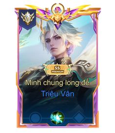 a card with an image of a man in armor and text that reads, mini chuong long de trieu van