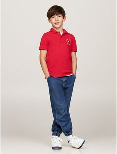 Tommy Hilfiger boys' polo.  Material: 100% Transitional Cotton ,  In-conversion. Casual Cotton Polo Shirt For School, Casual Cotton School Polo Shirt, Casual Collared Polo Shirt For School, Tommy Hilfiger Sporty Cotton Polo Shirt, Sporty Tommy Hilfiger Collared Polo Shirt, Casual Tommy Hilfiger Polo Shirt, Arch Logo, Nautical, Tommy Hilfiger