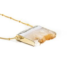 Citrine Slice Necklace-Necklace-Aria Lattner Stay Wild Moon Child, Boho Luxe, Attract Wealth, Citrine Stone, Broken Chain, Inner Beauty, Hippie Chic, Beaded Choker, Gold Plated Chains