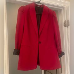 Bold Red Express Blazer. This Is A Statement Piece That Can Be Dressed Up For A Fun And Flirty Look, Or Paired With Neutrals For A More Simple, Classic, Sleek - Yet Still Elevated Look. Size Xs But Can Fit A Small. Never Worn And In Great Condition. Red Blazer For Night Out In Winter, Trendy Fitted Red Blazer, Red Fitted Trendy Blazer, Fitted Red Trendy Blazer, Chic Red Blazer For Night Out, Elegant Red Outerwear For Night Out, Trendy Red Blazer For Workwear, Trendy Red Blazer For Work, Colored Blazer