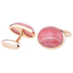 Cufflinks For Men Yellow Gold with Oval Rodocrosite from Argentina. Everyday Cufflinks for every Business or Leisure Time to be worn on white, light blue or stripe Cuff Shirts. The stone is particularly attractive for its rare mix of White and Pink Veining. 18kt. Gold is around 12,3 Grams. Angeletti Boasts an Exceptional History Made of Pure Jewelry Tradition, a Blend of History and Modernity. Flagship store established in Piazza di Spagna / Via Condotti Area Since 1940. Flagship store establish