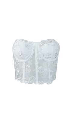 This corset is cut from a romantic rose lace. woven from delicate flowers and trimmed with the softest satin. It features a sweetheart neckline with lightly padded underwired cups for gentle lift and support and a longer length waist nipping corset that's ultra flattering.   WHERE TO WEAR:Romantic dinn... Fitted Lace Top Corset With Spaghetti Straps, Fitted Corset With Lace Top And Spaghetti Straps, Lace Overbust Corset With Lace Bodice, Lace Sleeveless Corset With Lace Closure, Summer Strapless Lace Corset, Strapless Lace Corset For Summer, Party Lace Top With Corset Back, Lace Overbust Corset With Boned Bodice, Fitted Lace Trim Camisole With Sweetheart Neckline