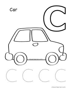 the letter c is for car coloring page