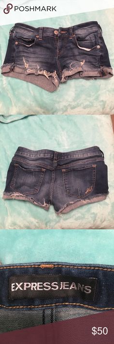 NWOT Express Distressed Jean Shorts! Super cute! Only washed, never worn! Smoke free home! Same or next day shipping!! Express Shorts Jean Shorts Casual Distressed Stretch Jean Shorts, Casual Stretch Distressed Jean Shorts, Casual Ripped Stretch Shorts, Casual Distressed Fitted Shorts, Casual Stretch Ripped Shorts, Casual Fitted Distressed Shorts, Casual Stretch Distressed Shorts, Express Shorts, Distressed Jean Shorts