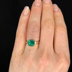 3 Carat Emerald Cocktail Ring in 18k Yellow Gold. This custom made emerald cut solitaire is set with a 3.45 carat emerald in 14 karat yellow gold. This repurposed emerald is truly exceptional, featuring a rich blue/green hue with high transparency. Set in a simple solitaire in a four (4) prong basket this emerald cut square emerald is beautifully complemented by the high polish yellow gold custom made setting. Emerald Cocktail Ring, Emerald Cocktail, Emerald Cut Solitaire, 3 Carat, Beauty Accessories, Cocktail Ring, Cocktail Rings, Emerald Cut, Blue Green