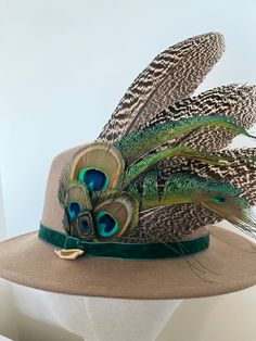 Peacock Feather Hat, Hat Ideas For Women, Peacock Hat, Alice Bands, Cheltenham Races, Hat Bar, Flower Boots, Tea Hats