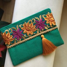 Floral Clutch Embroidered handbag Mothersday gift burlap | Etsy Embroidered Clutch For Festivals, Chic Rectangular Bags For Festive Occasions, Festive Handheld Handmade Clutch, Green Bohemian Bags As Gifts, Green Bohemian Bag As Gift, Festive Clutch Bags With Multicolor Embroidery, Festive Multicolor Embroidered Clutch Bag, Bohemian Rectangular Party Pouch, Embroidered Green Shoulder Bag As Gift