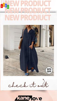 Women Fashion Casual Solid Color Cotton Linen Pocket Shirt Maxi Dress Casual Long Shirt Dress With Pockets, Casual Long Sleeve Shift Shirt Dress, Long Sleeve Shift Shirt Dress For Vacation, Shift Fit Long Sleeve Shirt Dress For Vacation, Beach Maxi Dress With Pockets And Long Sleeves, Cotton Long Sleeve Shift Shirt Dress, Summer Long Sleeve Shift Shirt Dress, Long Casual Shirt Dress For Spring, Casual Long Shirt Dress For Spring