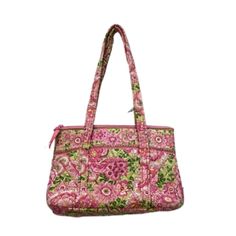 Retired Vera Bradley Little Betsy Handbag & Wallet Petal Pink Floral Quilted Vera Bradley Little Betsy Petal Pink Pattern Retired In 2008 Front Center Slip Pocket 6 Pockets Inside (3 Each Side) Double Handles With 9.5 Inch Drop Length Zip Top Closure Removable Bottom Base Measures 12 X 8 X 3.25 Inches Vera Label Sewn Inside Made In The Usa Also Including Little Matching Wallet To Match, It Is 4.25 X 4 Inches Wallet Looks Brand New Perfect And Unused, Handbag Looks Great Little To No Wear As Well Vera Bradley Patterns, Pink Pattern, Handbag Wallet, Vera Bradley Bags, Zip Top, Vera Bradley, Inside Pocket, Pink Floral, Pink And Green