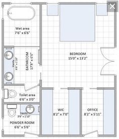 the floor plan for a bathroom and living room