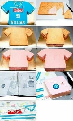 there are pictures of cakes made to look like shirts