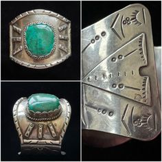 (eBay) Find many great new & used options and get the best deals for 60s/70s Sterling Blue/Green Stone Native American Bracelet, Stamped Tee Pees at the best online prices at eBay! Free shipping for many products! Southwest Jewelry Eagle Rock Trading Post, Fred Harvey Jewelry, Primitive Jewelry, American Bracelet, American Primitive, Native American Bracelets, Native American Jewelry, Green Stone, Bracelets And Charms