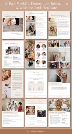 wedding photography brochure and welcome guide template with photoshopped in the background