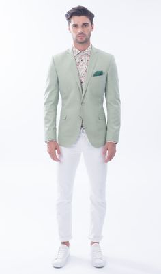 Blazer Outfit For Men, Floral Blazer Outfit, Mint Blazer, New York Fashion Week Men, Blazer Outfits Men, Blazer Men, Outfit For Men, 2016 Menswear, Stylish Mens Fashion