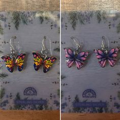 Nwt! Handmade Reversible Butterfly Earrings Reversible! Hand Made! Sterling Silver French Hooks 1” Drop, 1” Wide Butterfly Nickel-free Multicolor Earrings For Everyday Use, Everyday Multicolor Nickel-free Earrings, Everyday Multicolor Nickel Free Earrings, Hypoallergenic Multicolor Sterling Silver Earrings, Casual Colorful Earrings As A Gift, Nickel-free Adjustable Butterfly Earrings, Hypoallergenic Adjustable Butterfly Earrings, Butterfly Earrings, Earrings Color