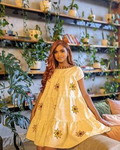 This beautiful short Habesha Kemis is a true masterpiece, with an elegant Tilf design that adds a touch of sophistication and tradition to the overall look. The intricate Tilf embroidery is present on the neckline, sleeves, and hemline, creating a mesmerizing pattern that is both intricate and modern. The Kemis is made of luxurious Fetil material, which drapes beautifully on the body, creating a flattering silhouette. The Fetil material is soft and lightweight, making it perfect for a short dres Habesha Dress, Habesha Kemis, Beautiful Sandals, Beautiful Shorts, Flowing Skirt, Vacation Dresses, Xl Dress, Formal Event, Short Dresses