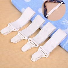 Specifications: Good quality, very useful for your bed room. Easy to use, and excellent to clip bed sheet, satin sheet, mattress covers, blankets, etc. It is very easy to fix and remove. 4pcs bed sheet fasteners. Nylon elastic cloth belt & plastic. Type: Bed Sheet Fasteners Set Color: White Quantity: 4 Pcs Material: Nylon, Plastic Features: Mattress Fasteners, Elastic, Bed Accessary Size: 24cm/9.45" (Approx.) Notes: Due to the light and screen setting difference, the item's color may be slightly Blanket Holder, Red Couch, Ironing Board Covers, Girls Stuff, Satin Sheets, Household Organization, Kit Home, Ironing Board, Types Of Beds