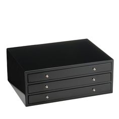 a black file cabinet with three drawers on the bottom and one drawer at the top