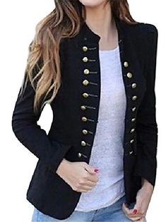 Women's Blazer Solid Colored Classic Classic & Timeless Long Sleeve Coat Fall Spring Office / Career Regular Jacket Fuchsia / Notch lapel collar / Work 2021 - US $41.24 Job Tips, Mode Tips, Button Fashion, Elegant Coats, Spring Shorts, Military Style Jackets, Iconic Fashion, Steampunk Clothing, Fall Clothes