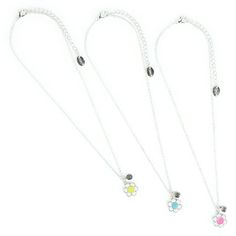 Celebrate your unbreakable bond with Claire's Teen Girls Neon Flower Best Friends Necklace Set. This vibrant 3-pack set is perfect for three best friends who want to show they care. Each necklace features a neon flower pendant in a bright and cheerful colorone in yellow, one in pink, and one in blue with a "BFF" charm. The silver-tone chains with lobster clasps ensure these necklaces are easy to wear and secure, making them suitable for teens and tweens of any age. This set is an excellent gift Best Friends Necklace, Friends Necklace, Three Best Friends, Neon Flowers, Friend Necklaces, Teen Girls, Flower Pendant, Necklace Set, Silver Tone