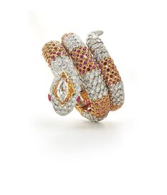 Marquise-cut diamond, brilliant -cut diamonds and colored diamonds, circular-cut rubies, 18K gold, and platinum Aa Jewelry, Animal Bracelet, David Webb, Coat Women Fashion, Luxury Bracelet, Snake Jewelry, Snake Bracelet, Marquise Cut Diamond, Bracelet Collection