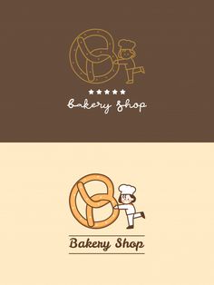 the bakery shop logo is shown in three different colors