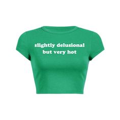 Please refer to our sizing chart for a guideline when choosing a size. 5 business days order processing time. 117% polyester Fitted Basic T-shirt With Slogan, Trendy Green Printed Top, Fitted Green Crop Top With Graphic Print, Fitted Green Graphic Print T-shirt, Fitted Green T-shirt With Graphic Print, Casual Solid Color Tops With Text Print, Fitted Green Top For Streetwear, Trendy Fitted Tops With Letter Print, Trendy Fitted Letter Print Tops