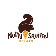 the logo for nutty squirrel gelato, with an ice cream cone in it