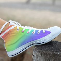 Super cool and comfortable rainbow shoes with a cool tie dye print! Our custom made shoes are sure to attrack some attention! All of our sneakers are custom-made-to-order and handcrafted to the highest quality standards Check out more of our footwear here: https://www.etsy.com/shop/unicornshoesshop/ Product Name: Rainbow Print Shoes | Tie Dye Print Sneakers | Rainbow Clothing Custom High Top Sneakers For Adults Women & Men Product Features; ▶ Full canvas double sided print with rounded toe c Rainbow Clothing, Shoes Tie, High Tops Sneakers, Men's High Top Sneakers, Rainbow Shoes, Custom Made Shoes, Rose Shoes, Rainbow Outfit, Personalized Shoes