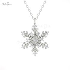 Description Here's a crafted description for the Genuine 1.5mm Round White Diamond Snowflake Floral Pendant in 14k Real Gold: "Embrace elegance with our prong-set snowflake pendant, adorned with genuine 1.5mm round white diamonds. Expertly crafted in 14k real gold, this hallmark jewelry piece exudes timeless beauty and sophistication. The gold chain shown in the pictures is just for reference and display purposes, in order pendant comes with a COMPLIMENTARY 925 SILVER CHAIN. Product Details SKU Diamond White Snowflake Jewelry For Formal Occasions, Sterling Silver Snowflake Jewelry For Anniversary, White Gold Snowflake Necklace For Anniversary, Formal Snowflake Diamond White Jewelry, Diamond White Snowflake Jewelry For Anniversary, Diamond White Cubic Zirconia Snowflake Jewelry, Cubic Zirconia Snowflake Jewelry For Anniversary, Snowflake Cubic Zirconia Jewelry For Anniversary, Fine Jewelry Snowflake Cubic Zirconia